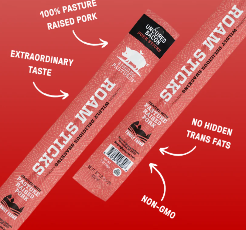 Singing Pastures – Hickory-Smoked Pork With Uncured Bacon Roam Sticks