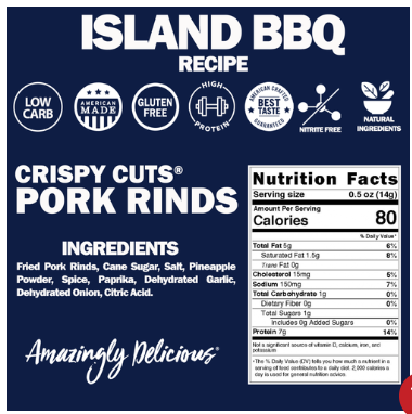 Field Trip Snacks Crispy Cut Island BBQ Pork Rinds